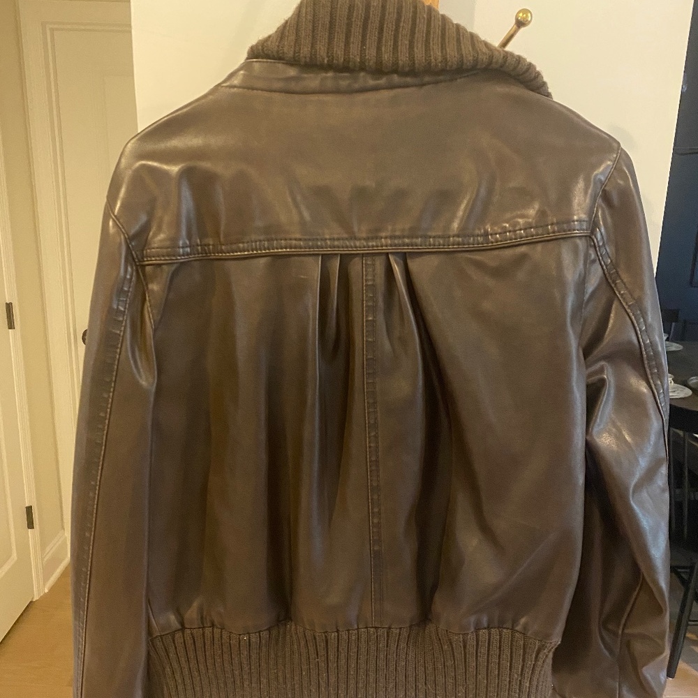 Charlotte Russe ladies brown leather bomber jacket